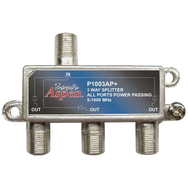 All-Port Power Passing 3-Way 1000MHz Splitter, Eagle Aspen, Mfr#: 500303